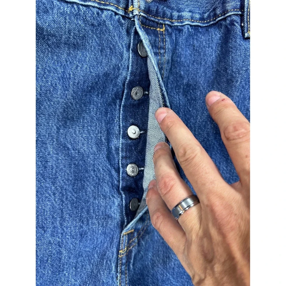 Levis 501 Original Fit Mens Blue Denim Straight Leg Button Fly Jeans 44x32